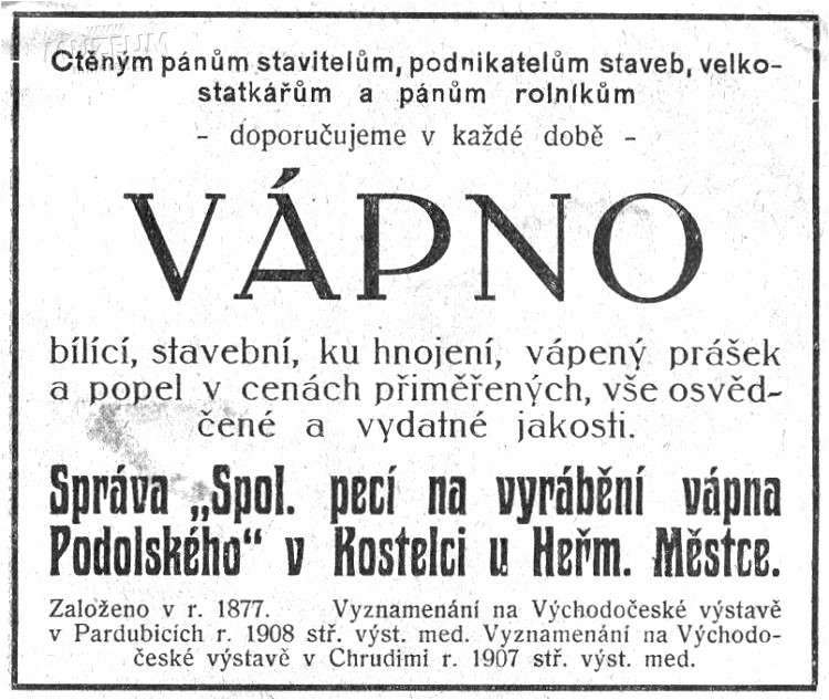 Reklama na vpno z almanachu k Hospodsk vstav v Hemanov Mstci (1911)